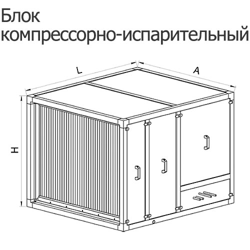 Таблица габаритных размеров блоков компрессорно-испарительных для центральных кондиционеров