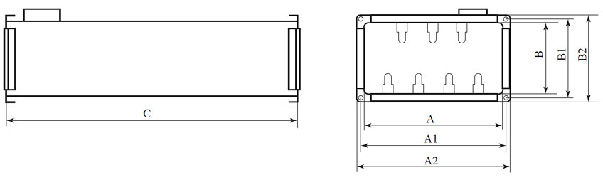 Технические характеристики бактерицидных секций LB для прямоугольных канальных приточных установок.